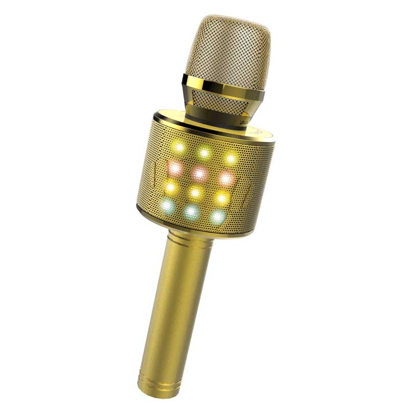 Детски парти микрофон с LED светлини - златист