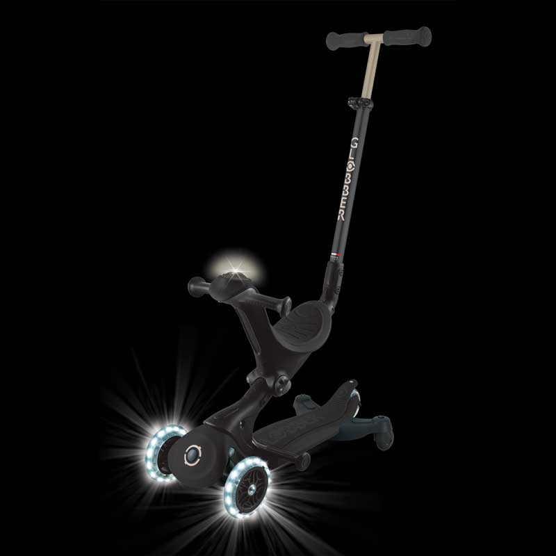 Тротинетка 5 в 1 GLOBBER GO UP DELUXE LIGHTS 360° - черна