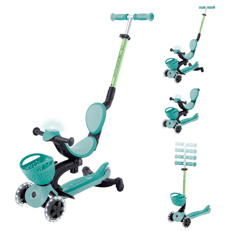 Тротинетка 5 в 1 GLOBBER BABY LEARN 360° FLASH LIGHTS - мента