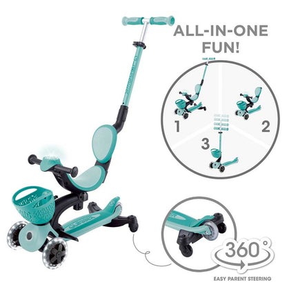 Тротинетка 5 в 1 GLOBBER BABY LEARN 360° FLASH LIGHTS - мента