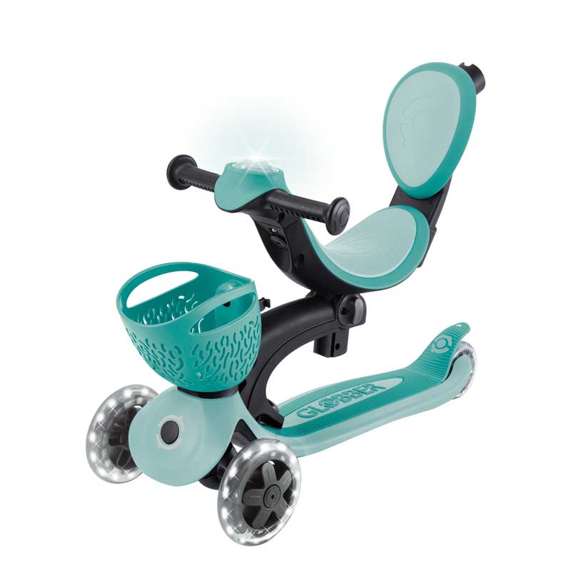 Тротинетка 5 в 1 GLOBBER BABY LEARN 360° FLASH LIGHTS - мента