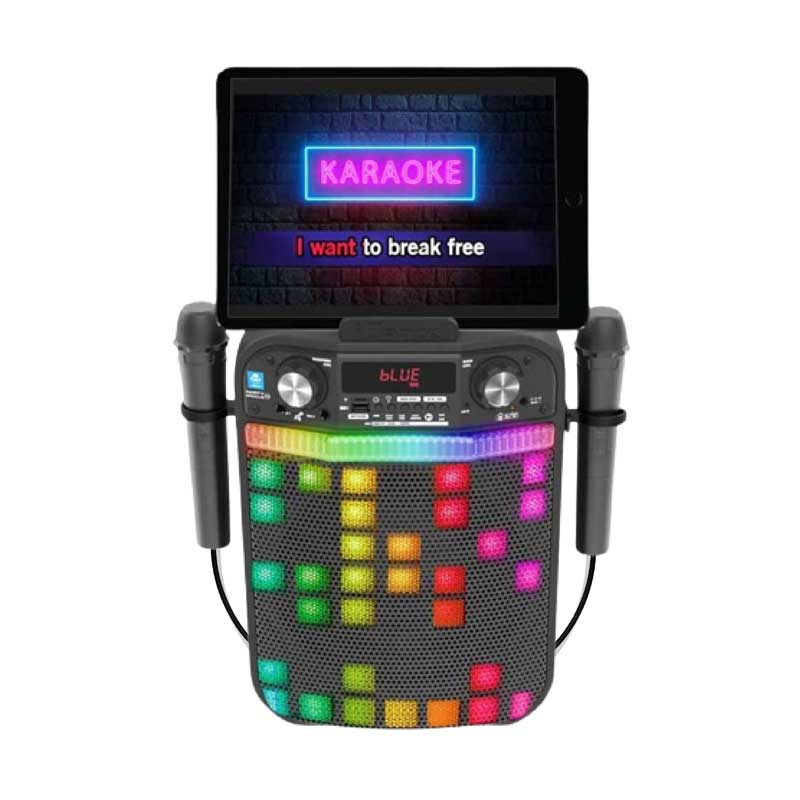 Караоке Bluetooth тонколона с 2 микрофона и LED лампа, черна