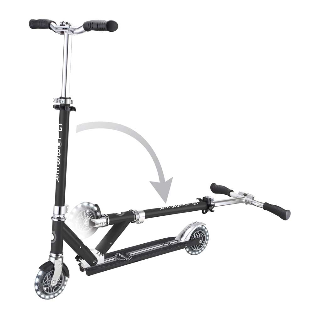 Алуминиева детска тротинетка GLOBBER FLOW ELEMENT LIGHTS - черна