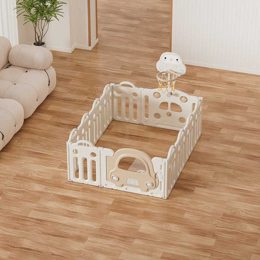 Бебешка ограда с баскетболен кош и табло с активности - Кафява кола