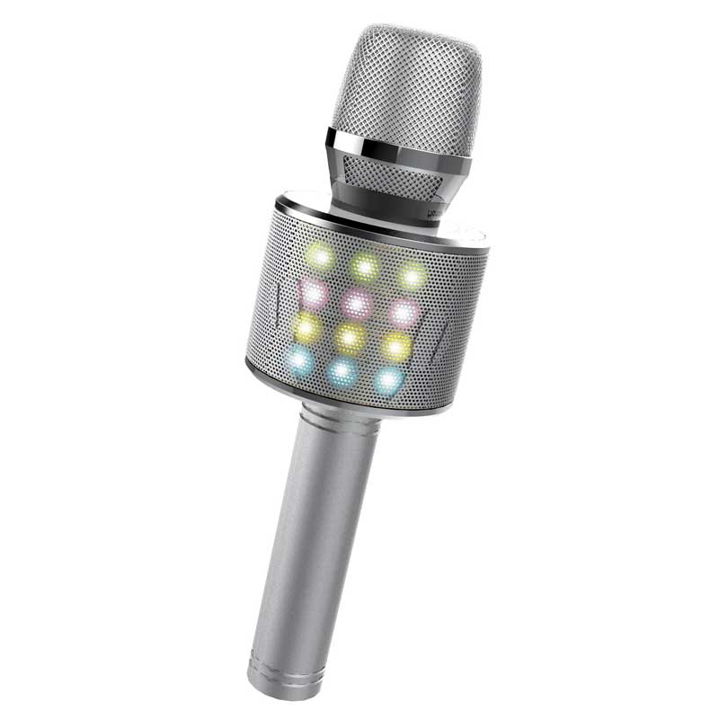 Детски парти микрофон с LED светлини - сребрист