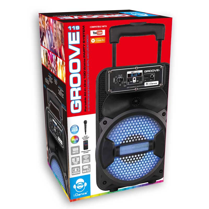 Преносима тонколона с LED светлини и микрофон, Groove119