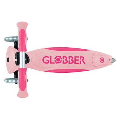 Детска сгъваема тротинетка с родителски контрол Globber Go Up Deluxe Flash Lights, розова