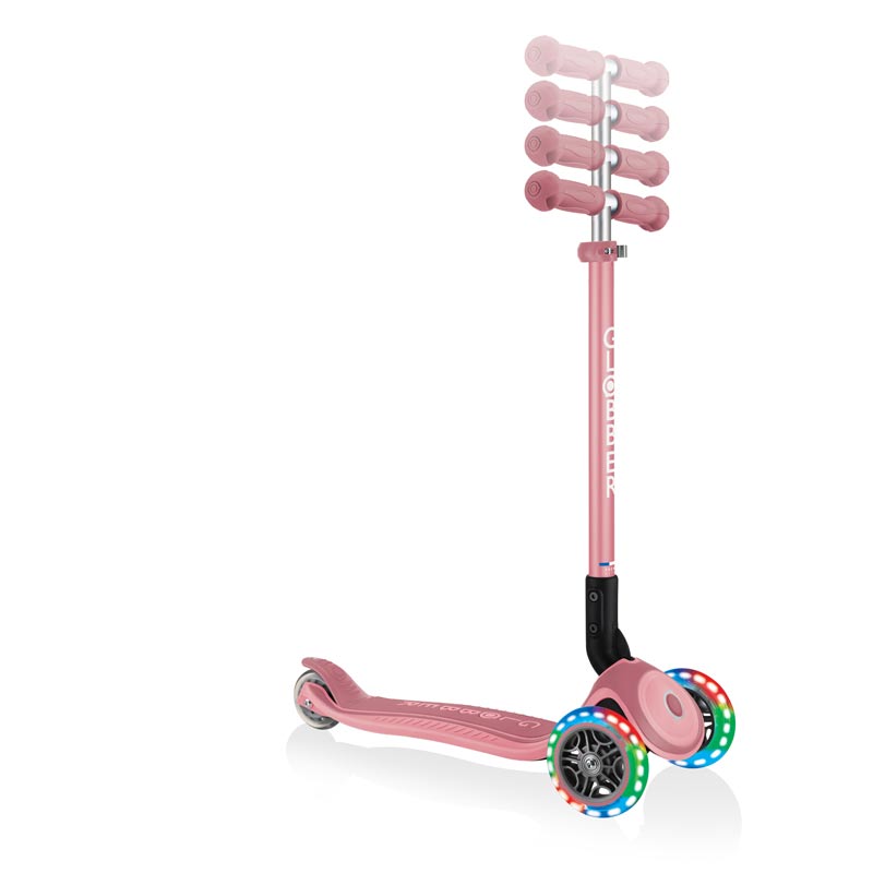 Детска сгъваема тротинетка със светещи колела PRIMO FOLDABLE PLUS LIGHTS – пастелно розовa