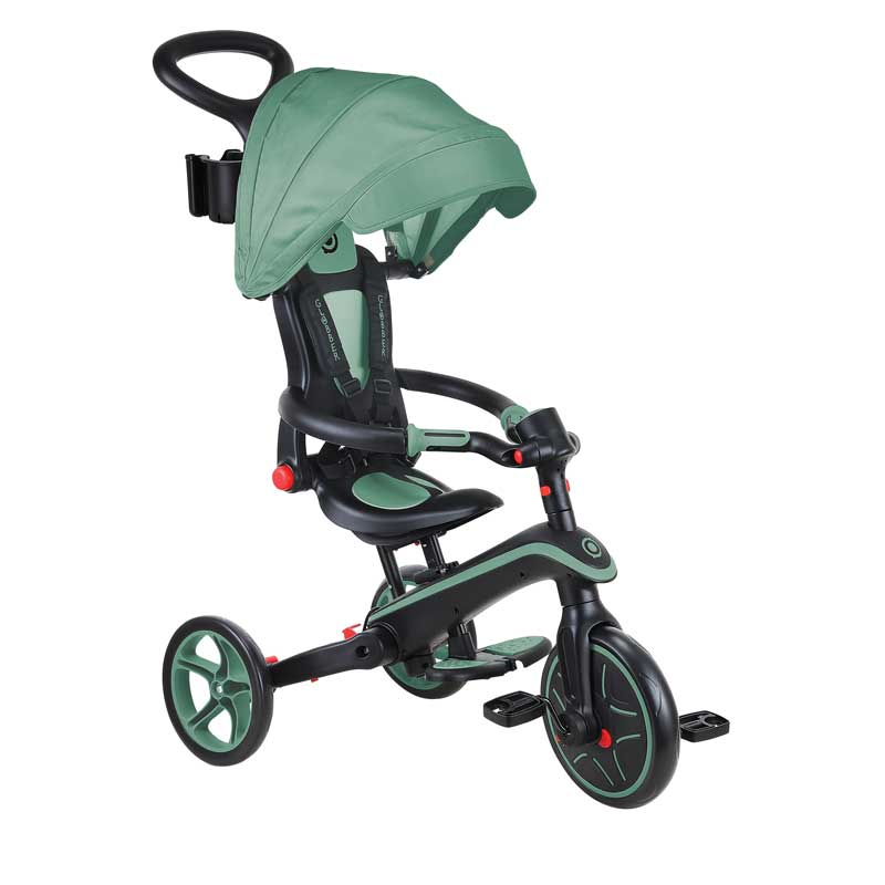 Детска триколка 4 в 1 GLOBBER EXPLORER TRIKE FOLDABLE, сгъваема, цвят маслина