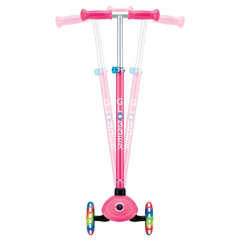Детска тротинетка с 3 светещи колела GLOBBER PRIMO PLUS LIGHTS, розова