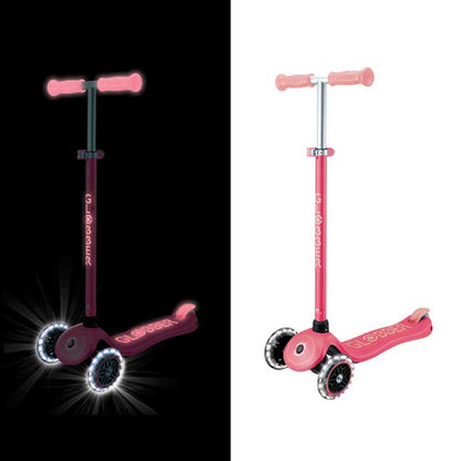 Детска тротинетка със светещи колела PRIMO PLUS GLOW LIGHTS, корал