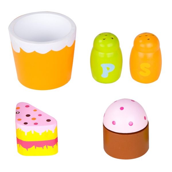 Детски дървен комплект закуска - зелен