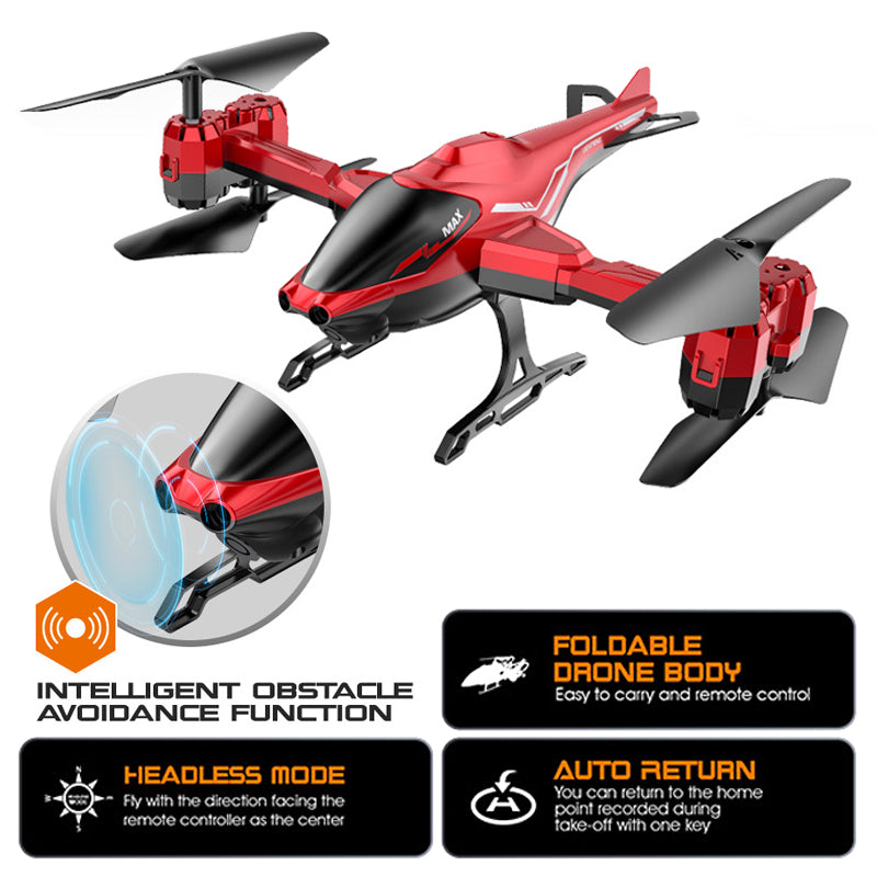 Сгъваем дрон с камера, сензори за препятствия и режим без глава, червен