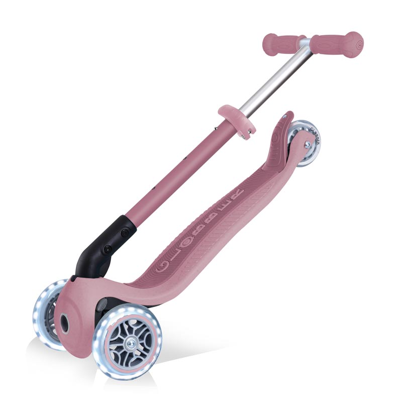 Сгъваема еко тротинетка с 3 колела GLOBBER JUNIOR FOLDABLE LIGHTS ECOLOGIC – цвят бери