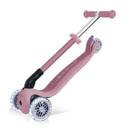 Сгъваема еко тротинетка с 3 колела GLOBBER JUNIOR FOLDABLE LIGHTS ECOLOGIC – цвят бери