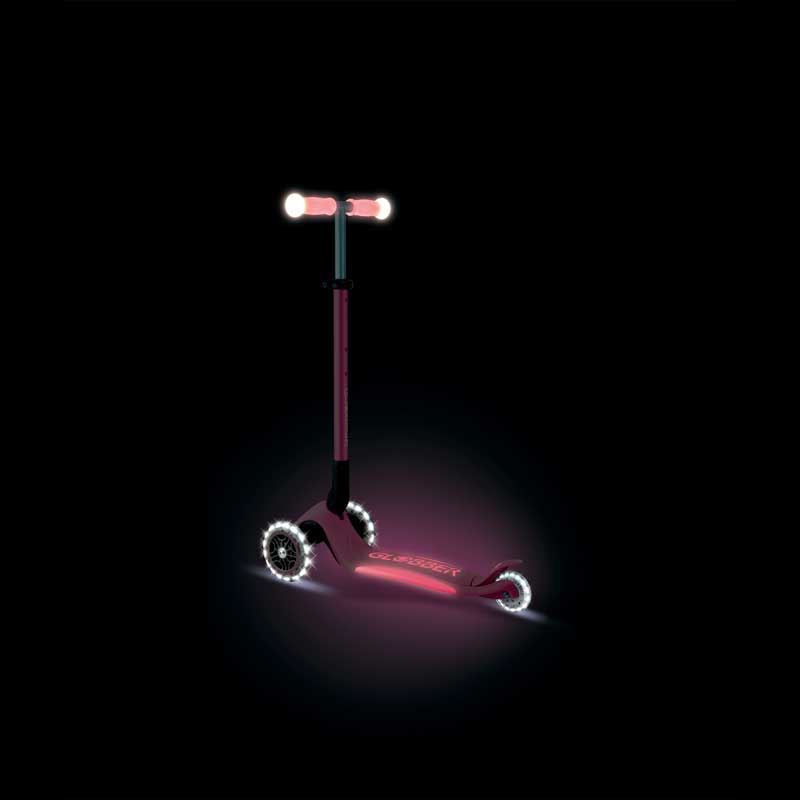 Сгъваема тротинетка със светещи дръжки ELITE GLOW LIGHTS, цвят корал
