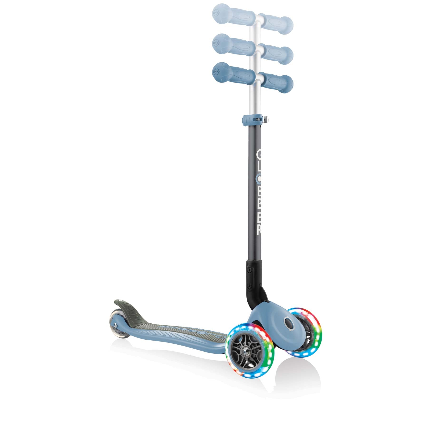 Сгъваема тротинетка със светещи гуми Globber Primo Foldable Lights, Пастелно синя