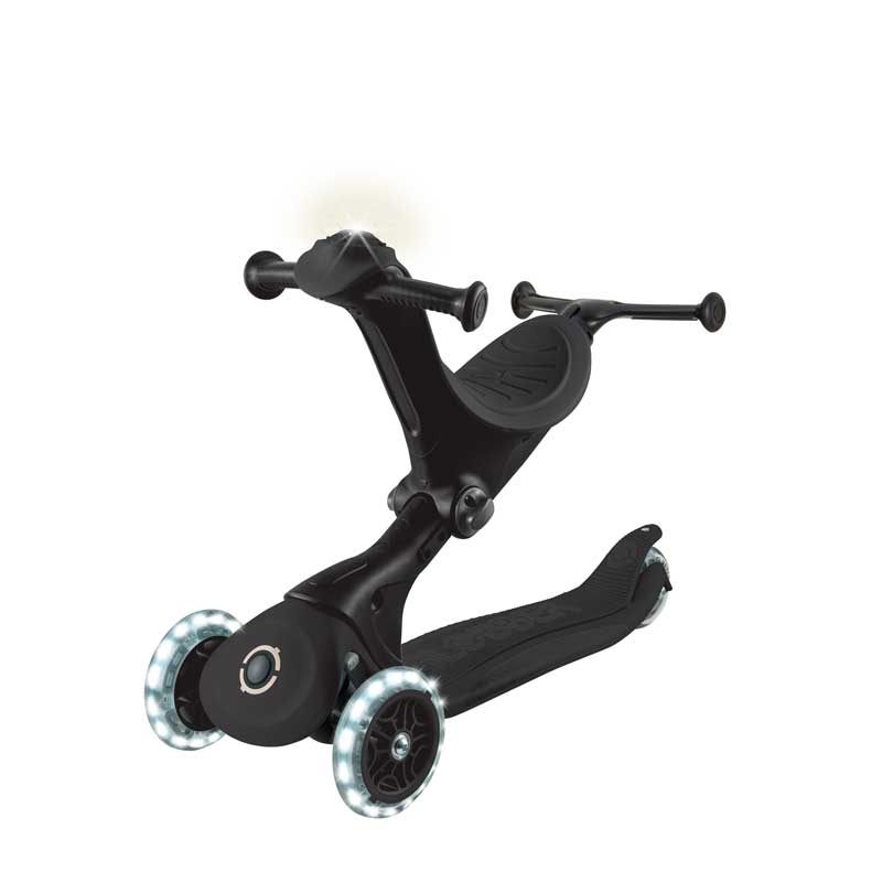 Тротинетка 5 в 1 GLOBBER GO UP DELUXE LIGHTS 360° - черна